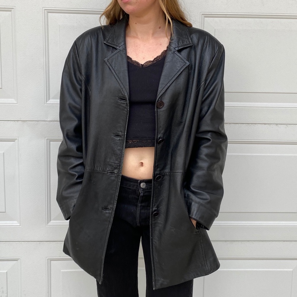black leather jacket